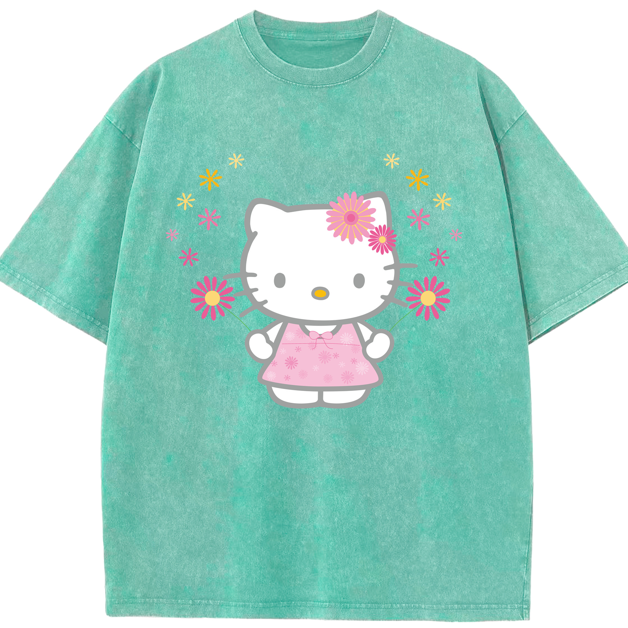 （画像用） Hello Kitty ハローキティ 綿100% ヴィンテージ風 半袖Tシャツ（フロントプリント）